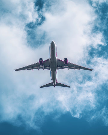 An araflane glides gracefully through a cloudy sky, its vibrant colors contrasting beautifully against the soft, billowing clouds, creating a sense of freedom and adventure.の素材