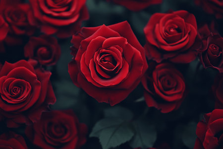A vibrant bouquet of red roses, elegantly arranged, symbolizes love and affection, making it the perfect gift for Valentine's Day celebrations.の素材