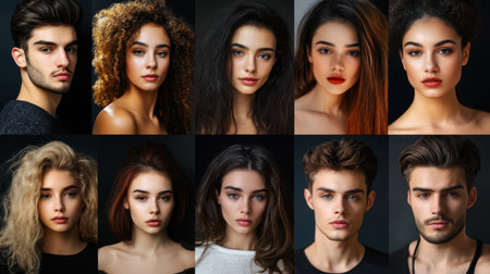 A diverse group of individuals showcases unique hairstyles, highlighting cultural and personal expressions through their distinct looks and styles.の素材