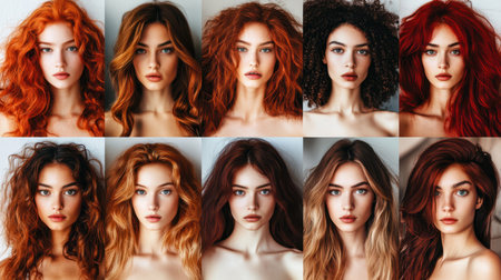 A captivating image of a woman showcasing a variety of vibrant hair colors, highlighting her unique style and personality.の素材