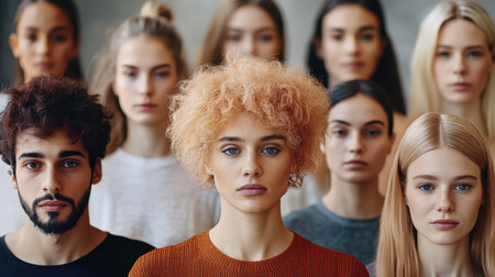 A diverse group of individuals showcasing various hair and beard colors, highlighting unique styles and vibrant personal expressions.の素材