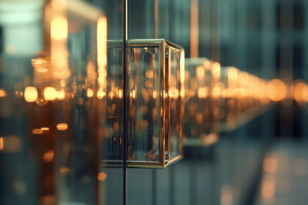 A stunning display of glass lanterns suspended from the ceiling, creating a warm and inviting ambiance in a beautifully designed space.の素材