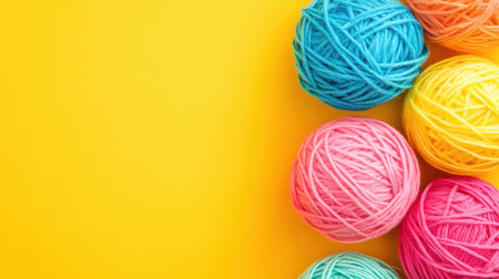 A vibrant display of colorful yarn balls perfect for festive Easter crafts and decorations ,.,の素材