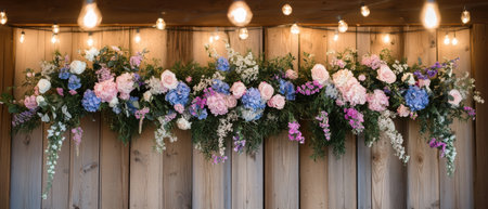 Colorful flowers adorn the ceiling, creating a festive atmosphere for Easter celebrations ,.,の素材