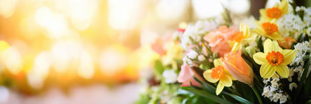 A colorful arrangement of flowers in a vase, celebrating the joy of Easter ,.,の素材
