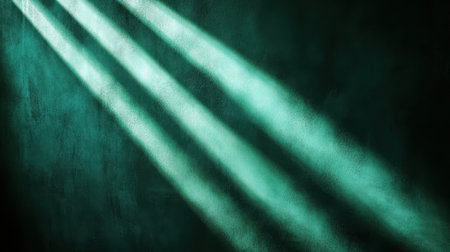 A vivid green wall illuminated by three distinct streams of light, creating a dynamic and engaging visual effect,.の素材