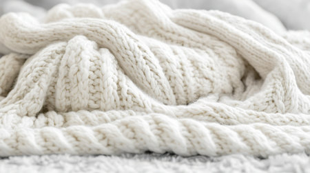 A pristine close-up view of a soft white blanket draped elegantly over a neatly made bed, enhancing the serene and inviting atmosphere of the room,.の素材