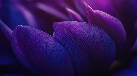 Purple flowers bloom vibrantly against a dark blue backdrop,.の素材