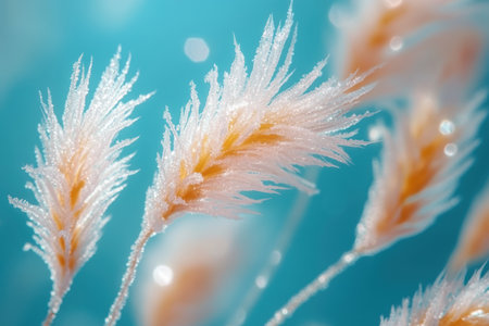 Frosted araffes stand elegantly in a serene blanket of snow,.の素材