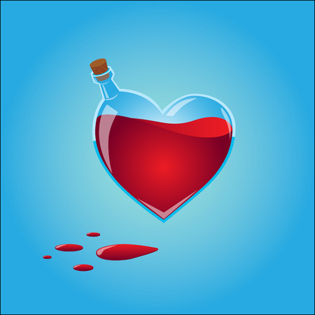 bottle as a heart with red liquidのイラスト素材