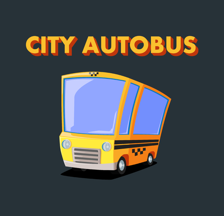  yellow city autobus on black backgroundのイラスト素材