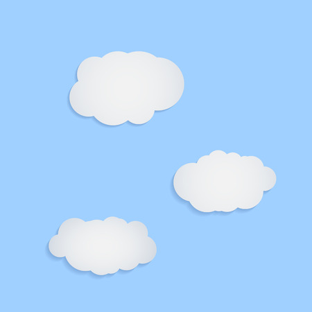 white paper clouds on blue backgroundのイラスト素材