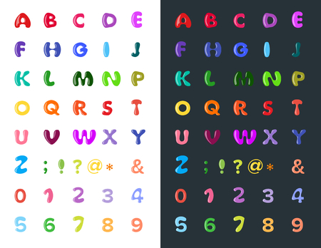 funny color font on white and black backgroundのイラスト素材
