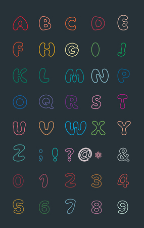 cute colored font on dark backgroundのイラスト素材