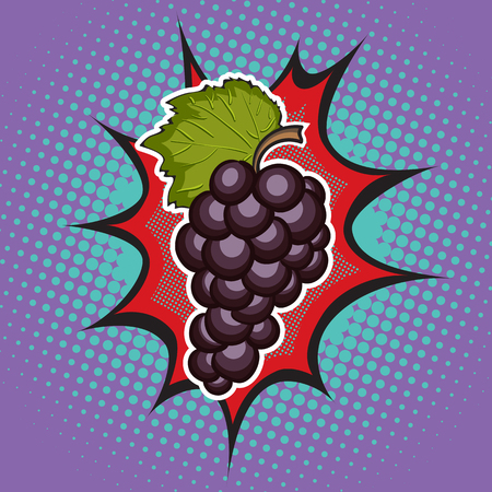 Vector grapes pop art retro style. Dottedのイラスト素材