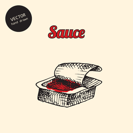 Vector illustration of red sauce in sketch art style.のイラスト素材