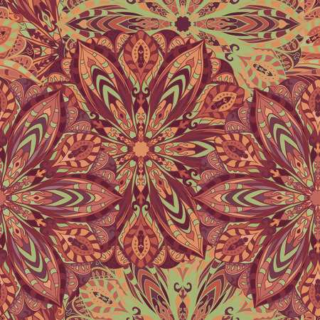 Seamless mandala pattern for printing on fabric or paper. Hand drawn background. Islam, Arabic, Indian, ottoman motifs.のイラスト素材