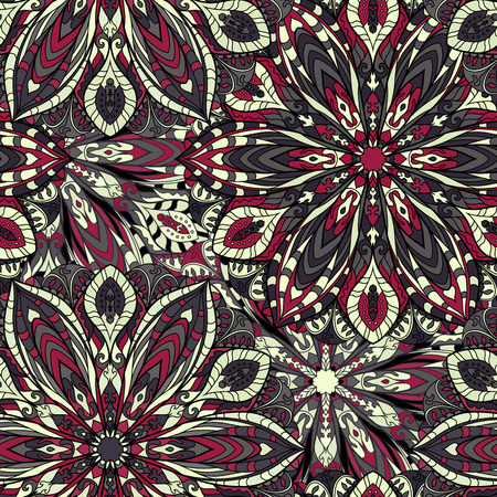 Seamless mandala pattern for printing on fabric or paper. Hand drawn background. Islam, Arabic, Indian, ottoman motifs.のイラスト素材