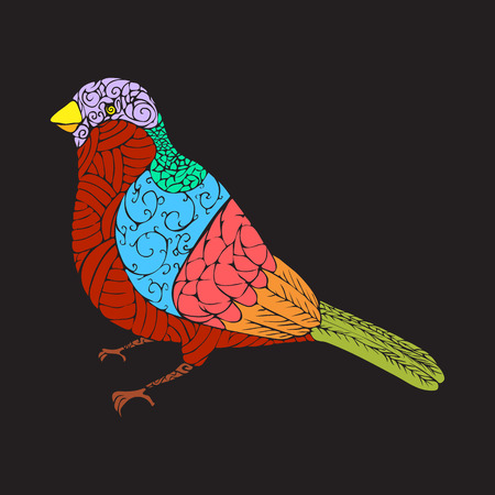 illustration of abstract bullfinch with lines and curves.のイラスト素材