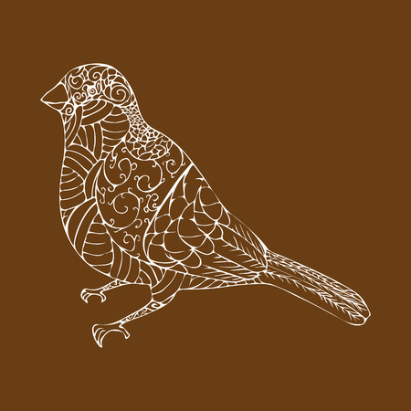 Vector illustration of abstract bullfinch with lines and curves.のイラスト素材