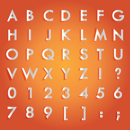 illustration of realistic paper font on orange backgroundのイラスト素材