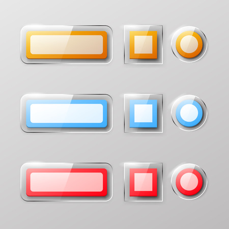 Vector illustration set of realistic glass buttonsのイラスト素材
