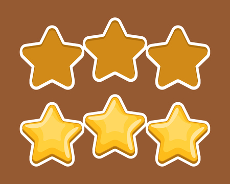 Vector set of simple yellow stars, design element for rank, rating, awardのイラスト素材