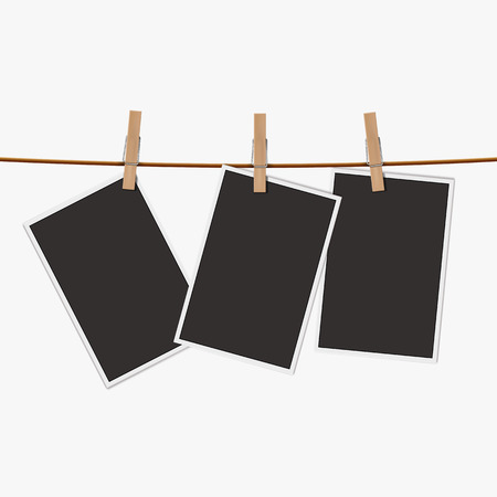 Retro photo frame isolated on white background. Realistic vector illustrationのイラスト素材