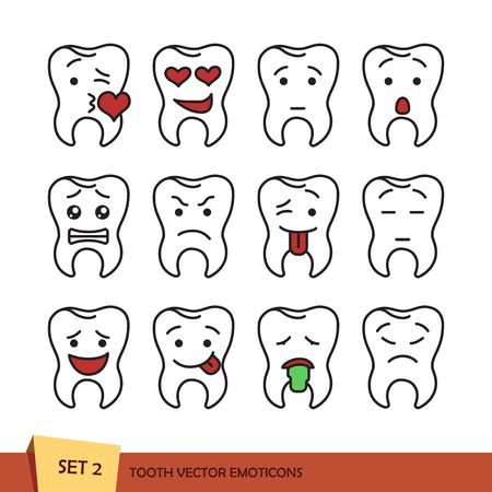 Set of outline toothのイラスト素材