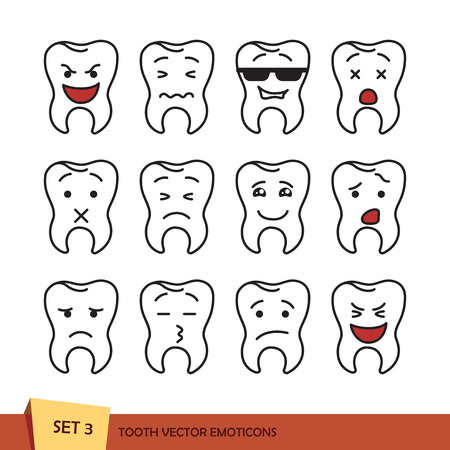 Set of outline toothのイラスト素材