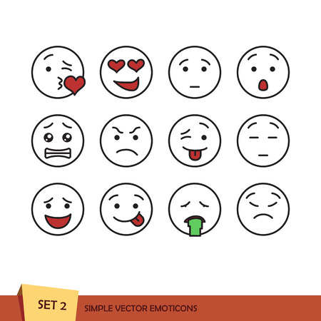 Set of outline emoticonsのイラスト素材