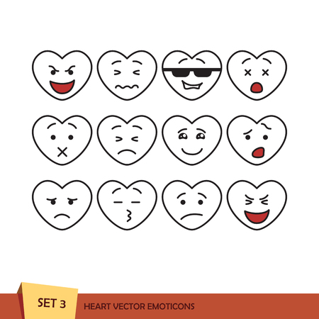 Set of heart emoticonsのイラスト素材