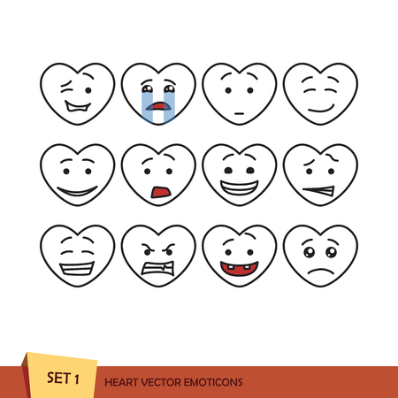 Set of heart emoticonsの写真素材