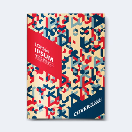 Abstract vector design for cover, poster, banner, flyer, business card, magazine annual report, title page, brochure template layout or booklet .A4 size with Isometric shapes on white background.のイラスト素材