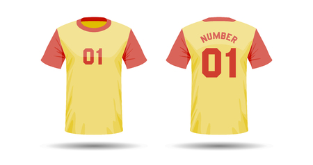 Vector template of T-shirt sport design on white background with shadow in double colors.のイラスト素材