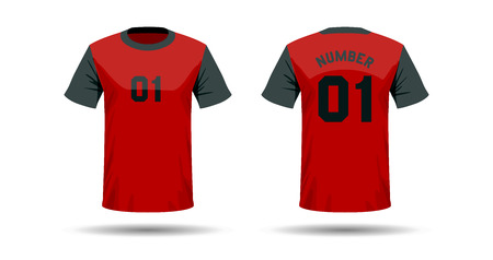 Vector template of T-shirt sport design on white background with shadow in double colors.のイラスト素材