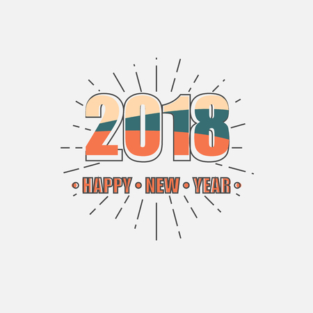 Vector illustration of happy new year 2018 text. Colorful creative design background or greeting cardのイラスト素材