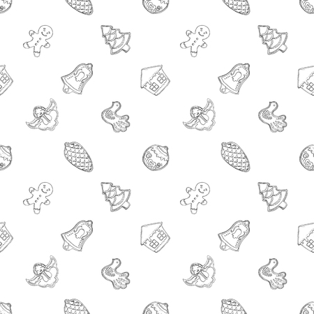 Hand drawn Christmas patternのイラスト素材