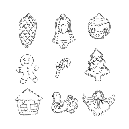Set of hand drawn Christmas ellementsのイラスト素材