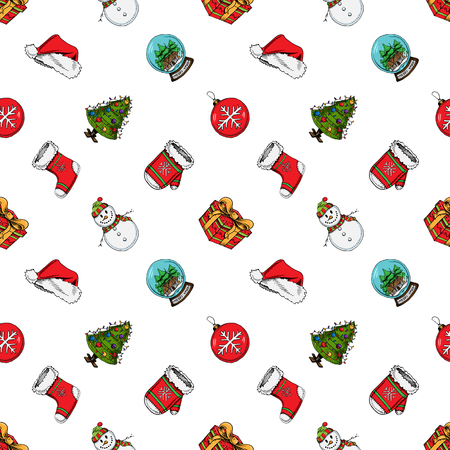 Hand drawn Christmas patternの写真素材