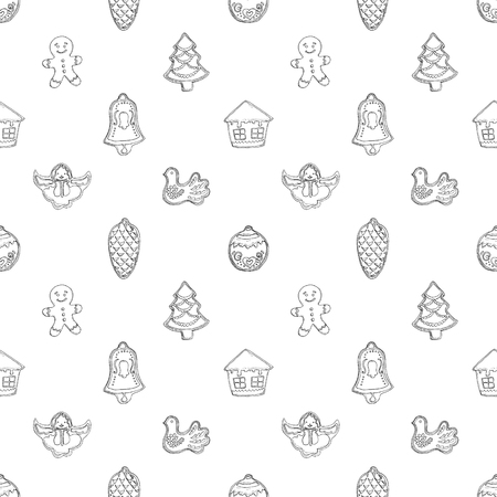 Hand drawn Christmas patternの写真素材