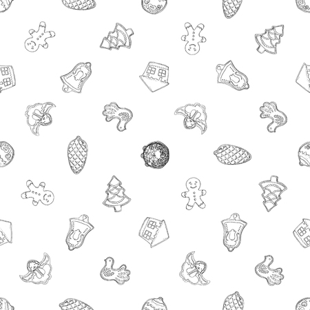 Hand drawn Christmas patternの写真素材