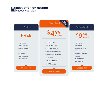 Design Template for Pricing Table in Flat Design Style for Websites and Applications. Vector illustration concept.のイラスト素材