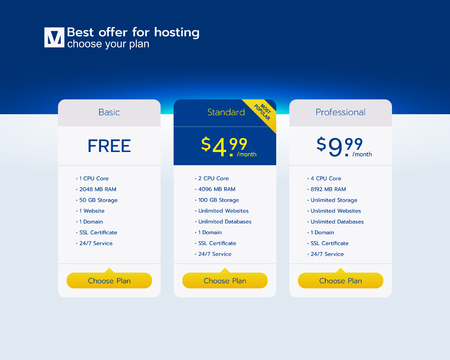 Design Template for Pricing Table in Flat Design Style for Websites and Applications.のイラスト素材