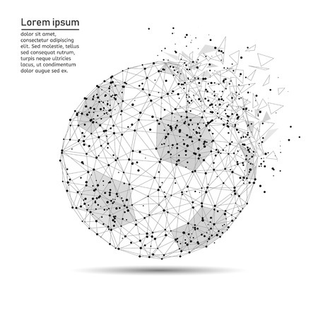Abstract football ball. Dots, lines, triangles, polygons, color effects and background Vector illustrationのイラスト素材