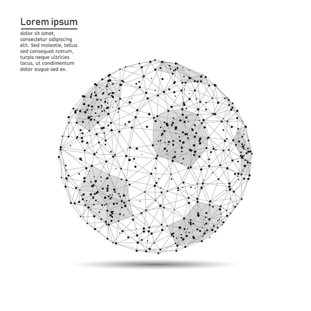 Abstract football ball. Dots, lines, triangles, polygons, color effects and background Vector illustrationのイラスト素材