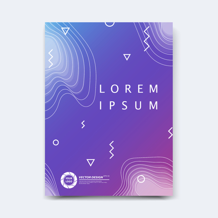 Abstract vector design for cover, poster, banner, flyer, business card, magazine annual report, title page, brochure template layout or booklet .A4 size with geometric shapes on white background.の写真素材