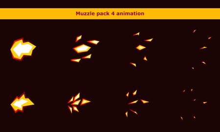 Fire weapon muzzle animation frames for cartoon gameのイラスト素材