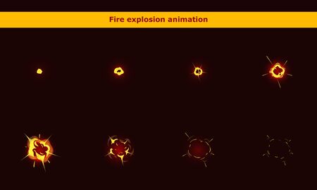 Fire explosion animation frames for cartoon gameの写真素材