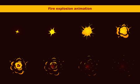 Fire explosion animation frames for cartoon gameの写真素材